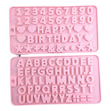 2 Moldes Silicón Alfabeto Letras Números Fondant