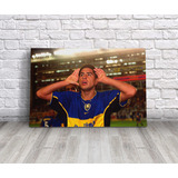 Cuadro Juan Román Riquelme Boca Canvas Con Bastidor 60x40 Cm