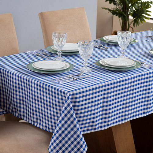 Toalha De Mesa 8 Lugares 2,50x1,45 Oxford Estampado Xadrez