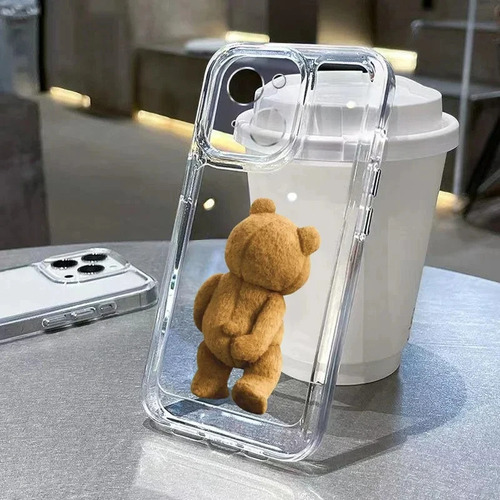 Capa De Telefone Transparente Com Urso Pa Fofo E Engraçado