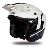 Casco Moto Abierto Ufo Sheratan Jet Con Visor Interno Brillo Color Blanco/negro Tamaño Del Casco M