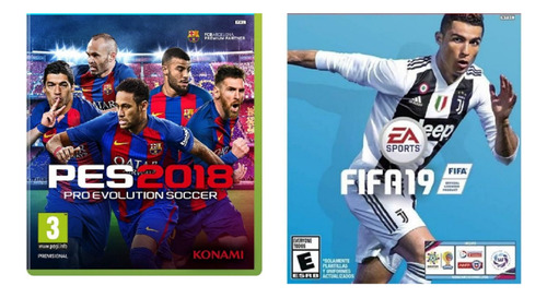 Kit Fifa 2019 + Pes 2018 Xbox360 Mídia Física Em Dvd