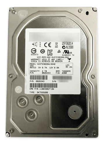 Hd Sas Hgst 2 Tb 7.2k 3.5 Hus723020als640 0b26343 Color Plateado