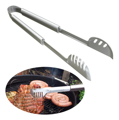 Pegador Pinça Cabo Longo Grande Churrasco Aço Inox 44cm