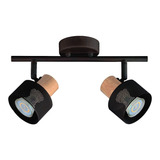 Aplique 2 Luces Negro Madera Apto Led Gu10 U1112 Mks Sf