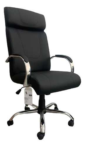 Cadeira Presidente Master Base Cromada Relax Vinil Preto