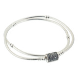 Pulsera Plata 925 Doble Compatible Pndora Cierre Barril 