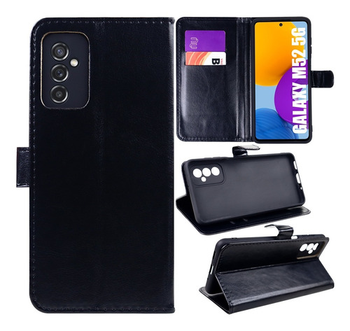 Capa Carteira + Capa Anti Impacto Para Galaxy M52 5g M526 