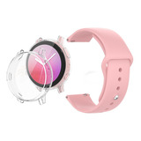 Pulseira Silicone Para Galaxy Active2 40 Capa Proteção Total Cor Transparente-rosa