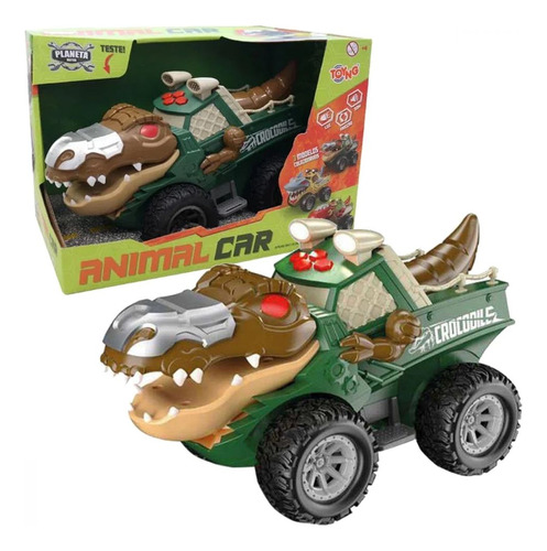 Carrinho Friccao Animal Car Crocodile Com Luz E Som Toyng