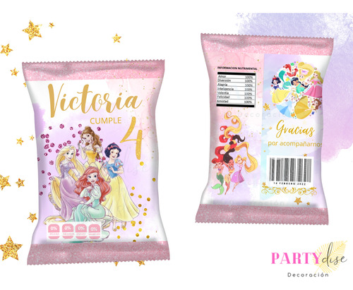 Bolsas De Papas Personalizadas(chip Bags) Princesas 75pz