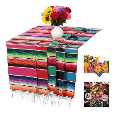5 Caminos De Mesa Otomí Sarape Mexicano Para Fiesta 35x215cm