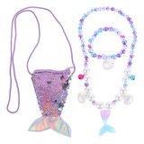 Conjunto De Sereia Little Girl, Colar De Concha, Pulseira, B