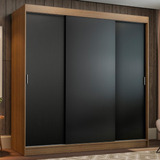 Guarda-roupa Casal Madesa Reno 3 Portas De Correr Rp Cor Rustic/preto 10957k