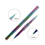 Pincel De Lujo Profesional Doble Punta Nail Art 5mm Y 12mm