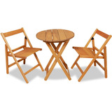 2 Sillas Peruti + Mesa Redonda 60cm Madera Eucalipto- Envío