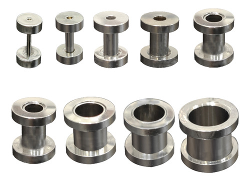 Brincos Alargador Tamanho 1mm A 12mm Túnel Aço 1 Par