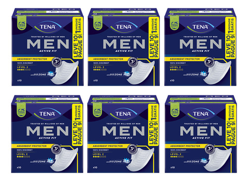 Tena Absorvente Protetor Masculino Level 2 Men 6x10 Unidades