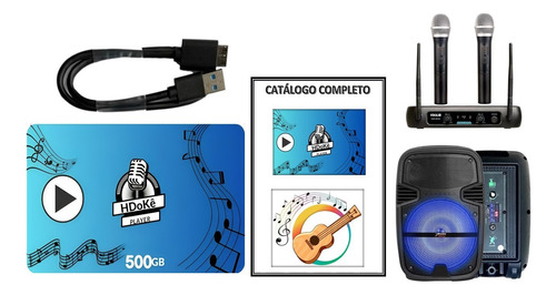 Aparelho Hdoke Player Videoke Microfones S/ Fio Caixa D Som 