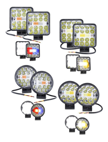 Par Faro Led Lupa Auxiliar Codigo Estrobo Redondo Cuadrado F