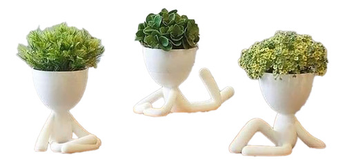 Materas Estilo Robert Plant X3 Unid Para Suculentas O Cactus