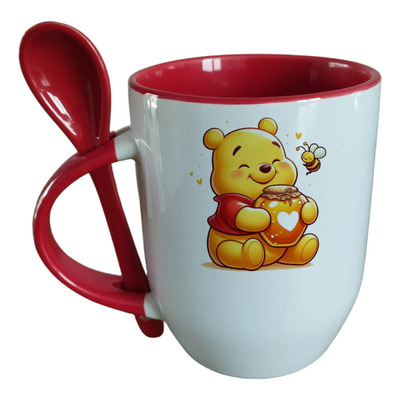 Taza Con Cuchara Winnie The Pooh Personalizable | Meses sin interés