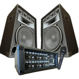 Combo Consola Potenciada 6ch C/ Usb + 2bafles 12  300w+mic