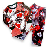 Pijama River Plate Millonario Futbol Niño Largo