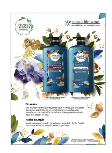  Shampoo Y Acondicionador Herbal De Aceite Argan 865ml.1pack