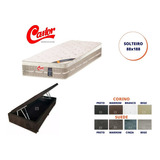  Cama Box Baú Solteiro + Colchão Castor Firme 88x188 Cor Suede Marrom