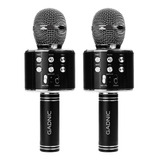 Micrófono Gadnic Km-01 Karaoke Inalámbrico Bluetooth C/ Efectos De Voz Negro