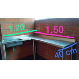 Mesón De Acero Inoxidable, Con Lavaplatos Y Entrepaños