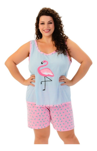 Pijama Feminino Regata Plus Size Baby Doll Short Doll
