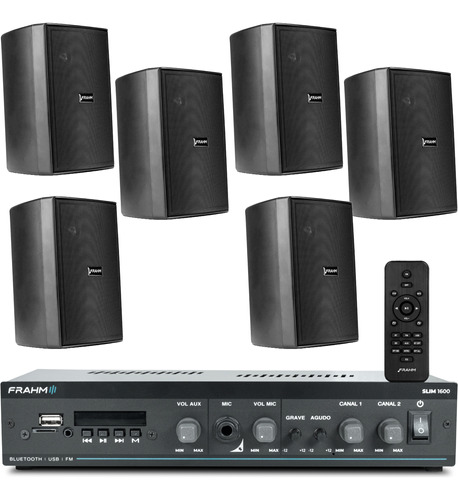 Kit Som Ambiente Slim 1600 G5 + 6 Caixas Frahm Ps200 New