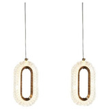 2 Pendentes Cristal Oval Moderno Dourado 3 Tons Luz Bivolt