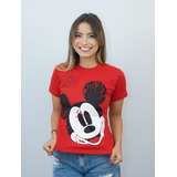 Camiseta Personagem Feminina Modelo Mickey Red 2023 Blusinha