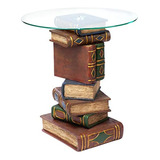 Diseño Toscano Book Book Apilado Vintage Decor End Table Con