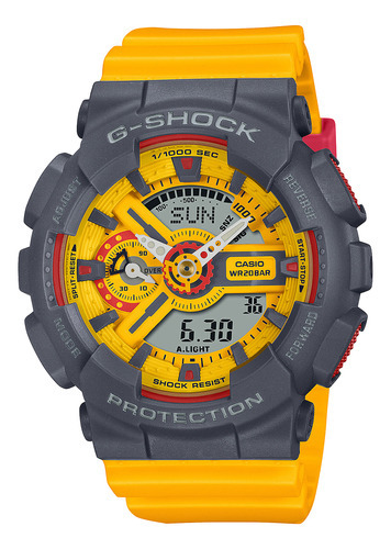 Reloj Mujer Casio Gma-s110y-9adr G-shock Color De La Correa Amarillo Color Del Bisel Gris Color Del Fondo Amarillo