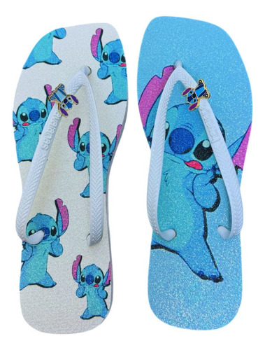 Chinelo Havaianas Square Personalizada Stitch Com Pingente