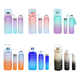 Set Botellas X 3 Motivacionales Deportivas Con Medidor 