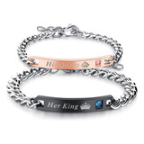 Grabado Gratis Personalizado Duo Pulseras King Queen Rey