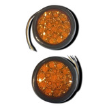 Juego Faros Led Trasero Redondo Ambar Giro 24v Camion