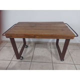 Mesa Ratona Living Hierro Madera Pinotea Reciclada Ruedas