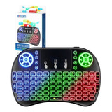 Mini Teclado Controle Sem Fio Smart Tv Box Pc Led Touchpad