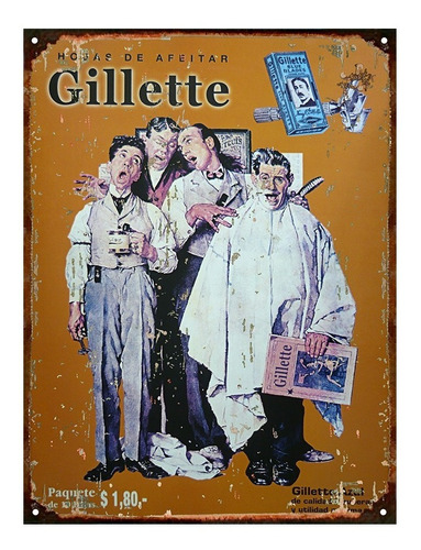 Cartel De Chapa Publicidad Antigua Afeitar Gillette L689