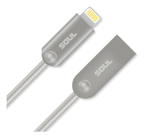 Soul Iron Flex Cable Cargador Para iPhone Metalico Reforzado Color Plateado