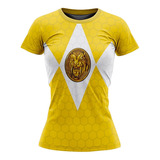 Playera Sublimada Power Ranger Amarillo Corte Dama