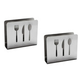 Kit 2un Porta Guardanapos Gourmet Em Aço Inox Luxo De Mesa