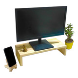 Soporte Monitor Madera Pino Base Para Escritorio