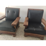 Juego Sillones De Algarrobo Con Almohadones Y Mesa Ratona 